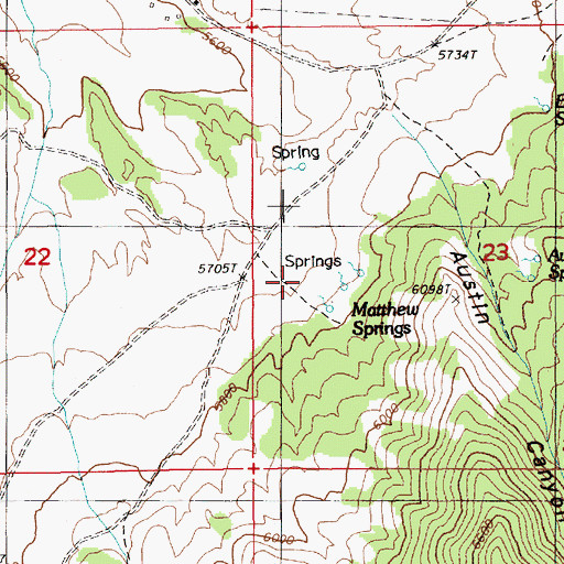 Topographic Map of Matthew Springs, NV