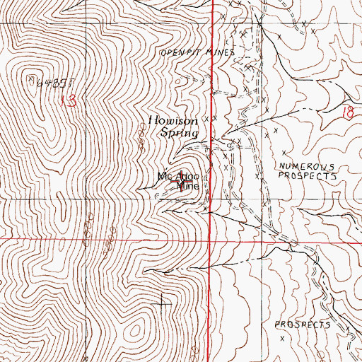 Topographic Map of McAdoo Mine, NV