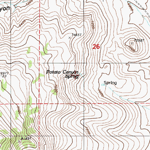 Topographic Map of Potato Canyon Spring, NV