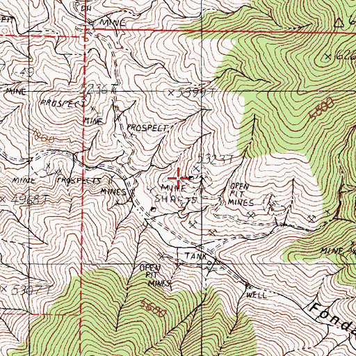 Topographic Map of Quik Tung Mine, NV