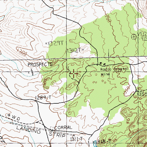 Topographic Map of Radio Crystal Mine, NV