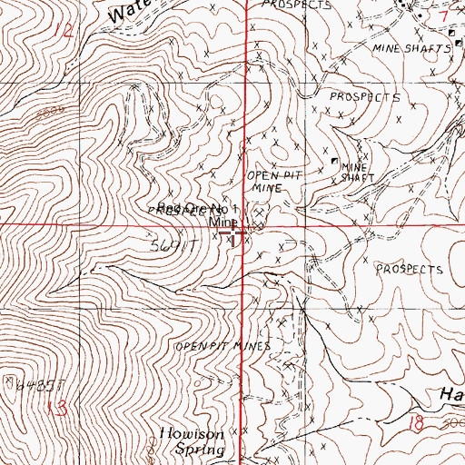 Topographic Map of Red Ore 1 Mine, NV