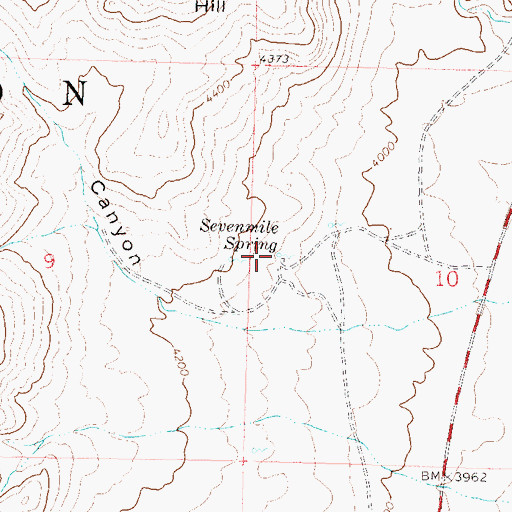 Topographic Map of Sevenmile Spring, NV