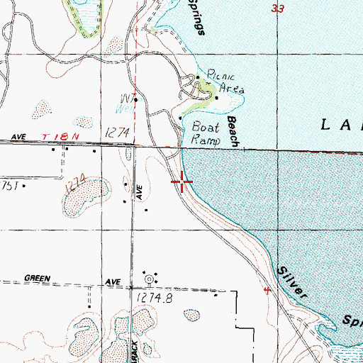 Topographic Map of Silver Springs Beach, NV