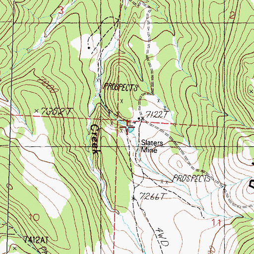 Topographic Map of Slaters Mine, NV