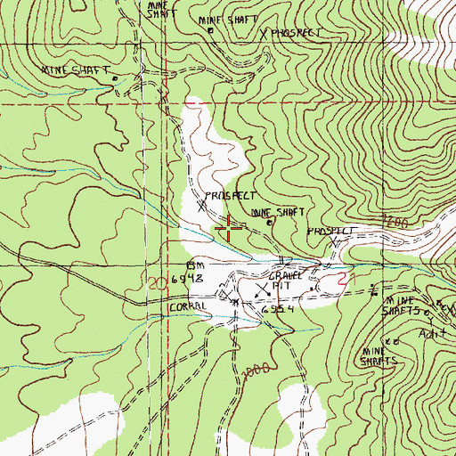 Topographic Map of Standard Mine, NV