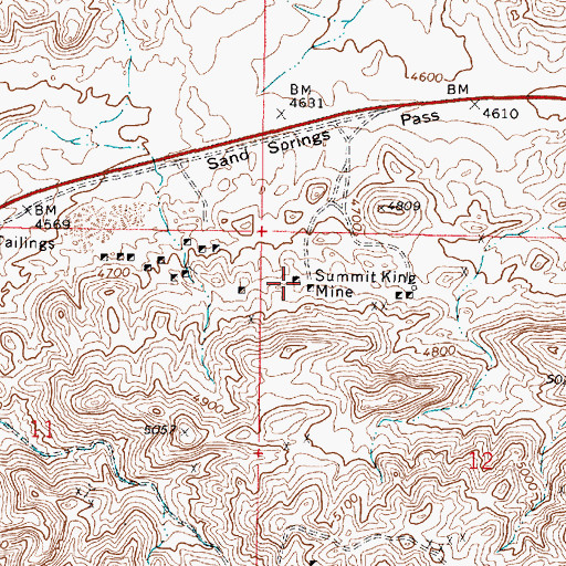 Topographic Map of Summit King Mine, NV
