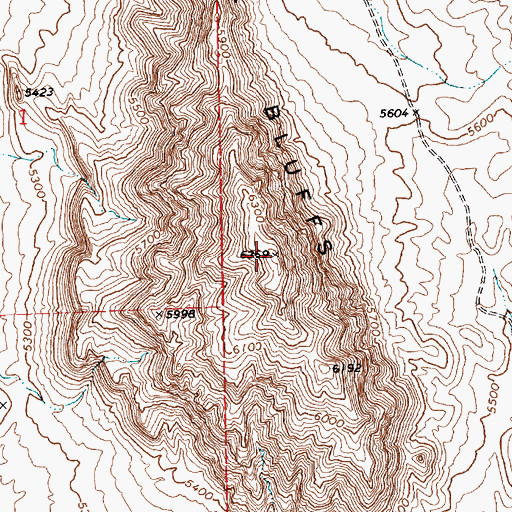 Topographic Map of The Bluffs, NV