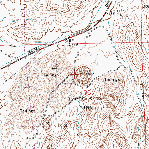 Topographic Map of Three Kids Mine, NV