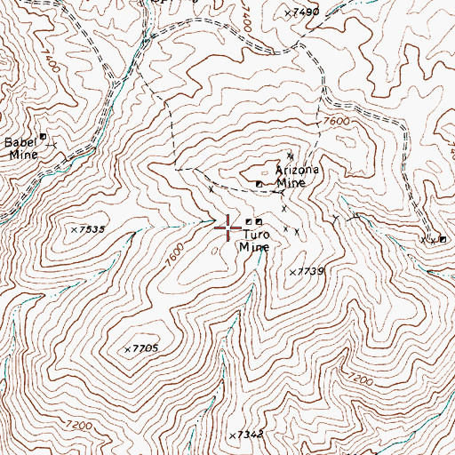 Topographic Map of Turo Mine, NV