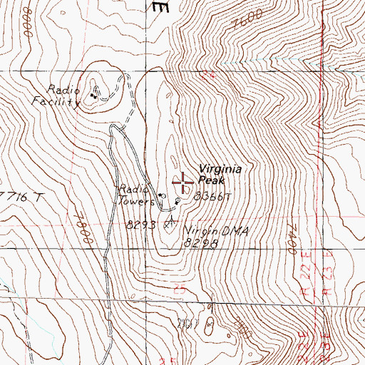 Topographic Map of Virginia Peak, NV