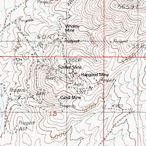 Topographic Map of Hapgood Mine, NV