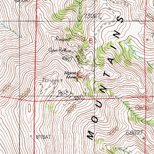 Topographic Map of Alpine Mine, NV