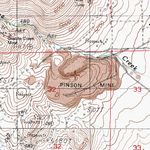 Topographic Map of Pinson Mine, NV