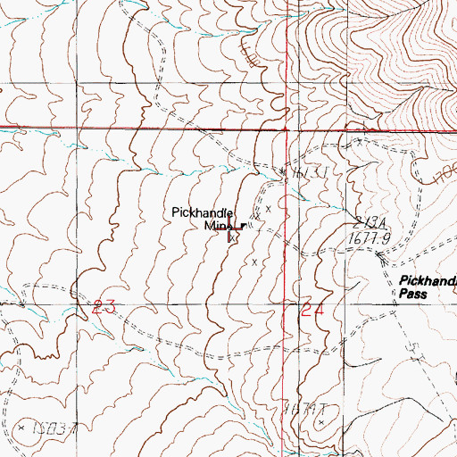 Topographic Map of Pickhandle Mine, NV