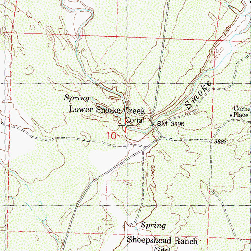 Topographic Map of Lower Smoke Creek, NV