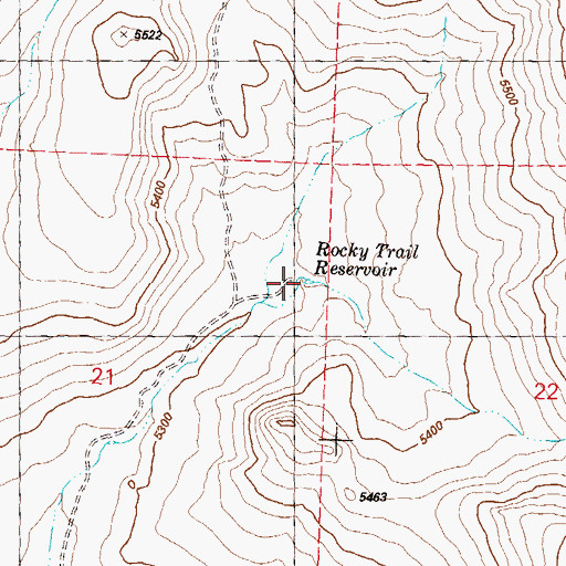 Topographic Map of Rocky Trail Reservoir, NV