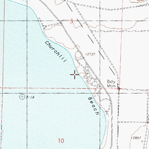 Topographic Map of Churchill Beach, NV