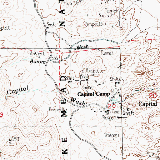 Topographic Map of Capitol Hill Mine, NV