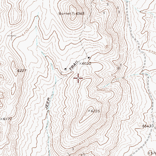 Topographic Map of Burner Mining District, NV