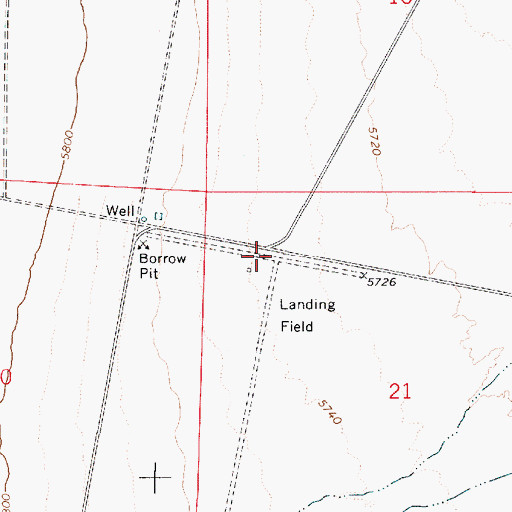Topographic Map of Round Mountain Airport (historical), NV