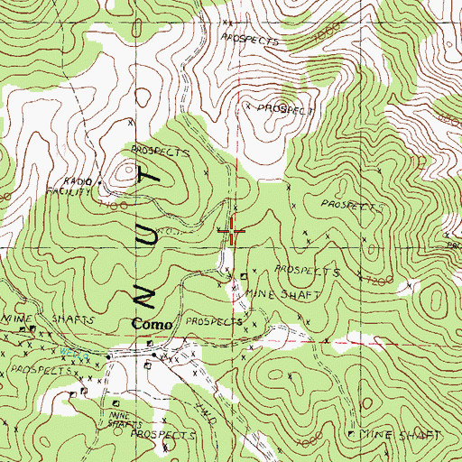 Topographic Map of Como Mining District, NV