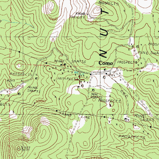 Topographic Map of Como Mines, NV