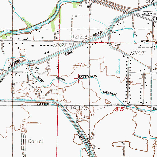 Topographic Map of New River Extension Branch Drain, NV