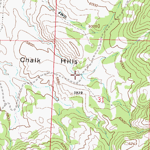 Topographic Map of Chalk Hills Mine, NV