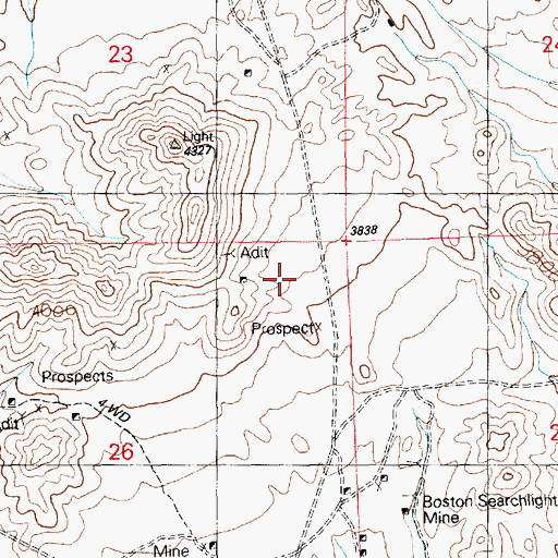 Topographic Map of Searchlight Mining District, NV