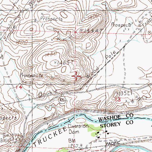Topographic Map of Derby Tungsten Mine, NV