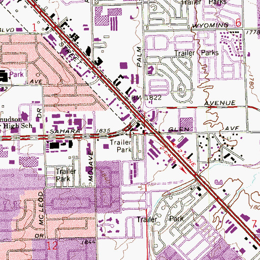Topographic Map of Homebound Special School, NV