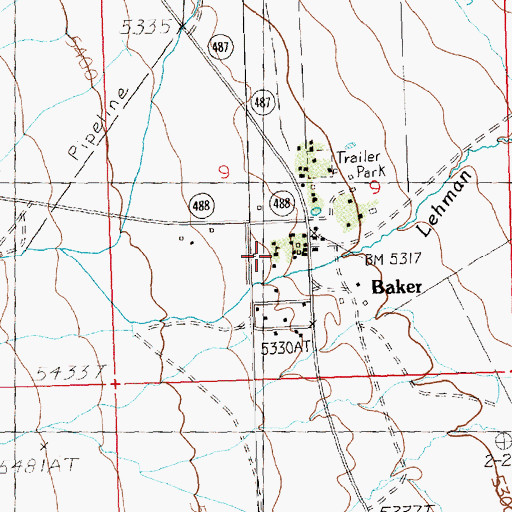 Topographic Map of Baker Elementary School, NV