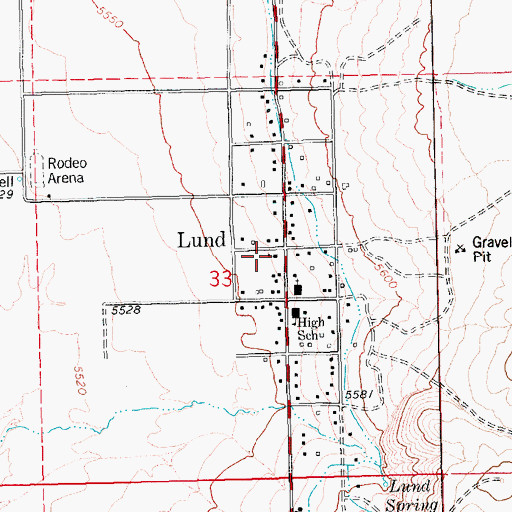 Topographic Map of Lund Elementary School, NV