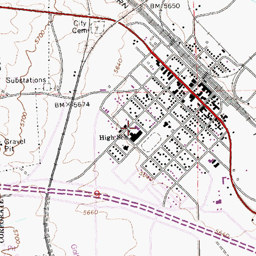 Topographic Map of Wells Elementary School, NV
