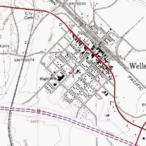 Topographic Map of Ruby Valley Elementary School, NV