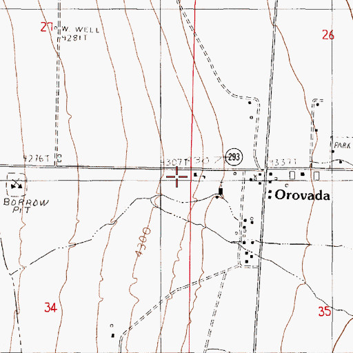 Topographic Map of Orovada Elementary School, NV