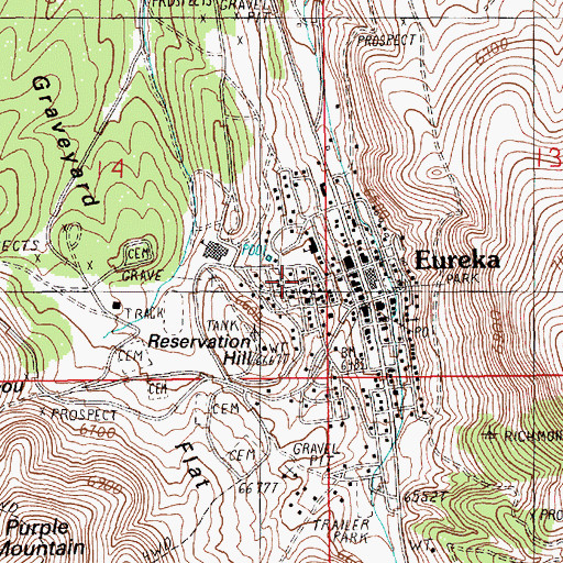 Topographic Map of Eureka Elementary School, NV