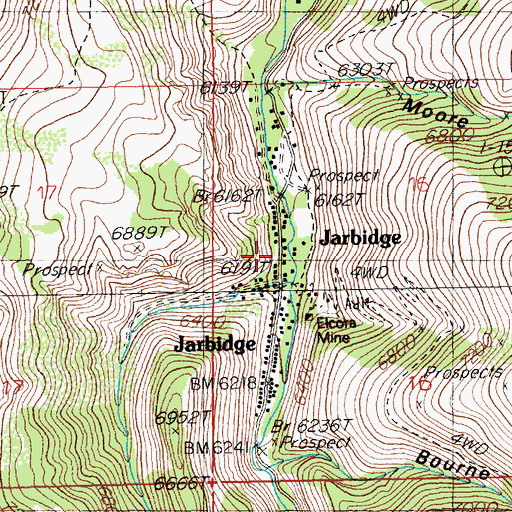 Topographic Map of Jarbidge Elementary School, NV
