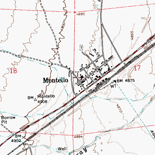 Topographic Map of Montello Elementary School, NV