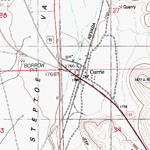Topographic Map of Currie Elementary School, NV