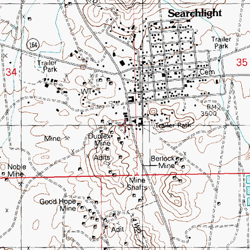 Topographic Map of Searchlight Elementary School, NV
