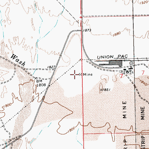 Topographic Map of Gypsum Cave Mine, NV