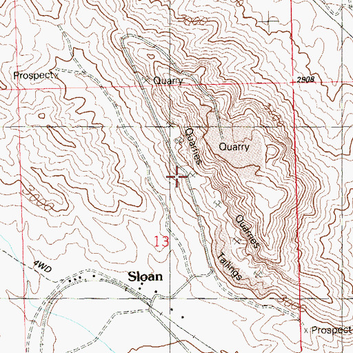 Topographic Map of Sloan Limestone Quarry, NV
