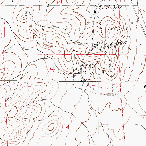 Topographic Map of Barrett Springs Mine, NV