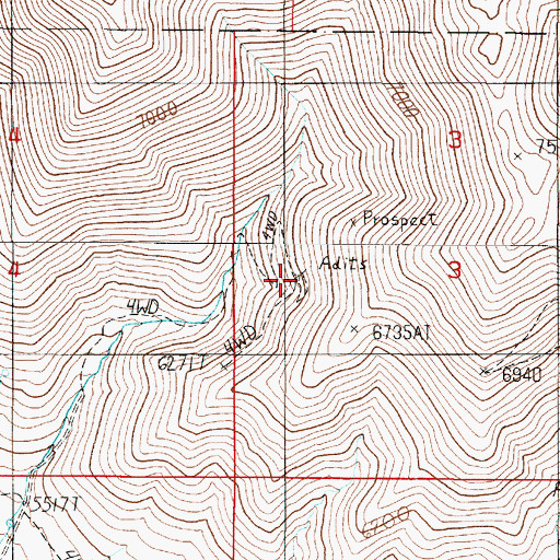 Topographic Map of Mary Clough Mine, NV