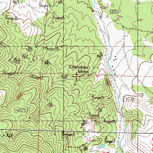 Topographic Map of Tungsten Hills Mine, NV