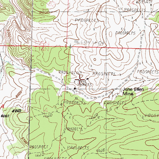 Topographic Map of United Mine, NV