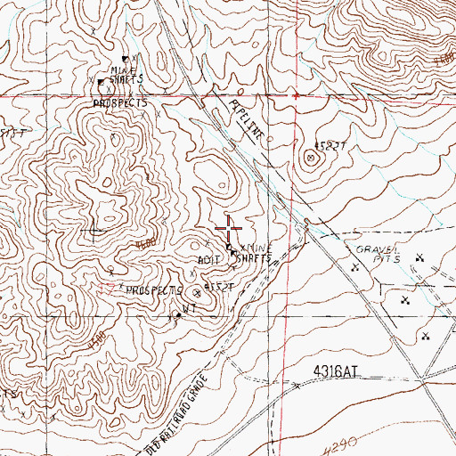 Topographic Map of Wabuska Quarry, NV