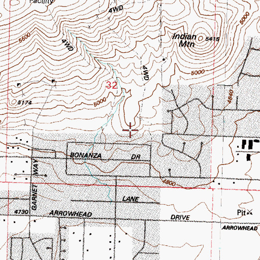 Topographic Map of Comstock Extension Mine, NV